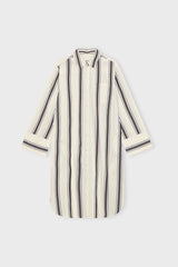 11721 25Athenashirtdressstripe Ecrudarkbrownwhite