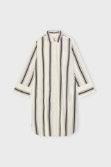 11721 25Athenashirtdressstripe Ecrudarkbrownwhite