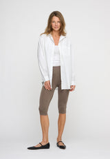 Capri Leggings Dark Taupe Gaia Shirt White 0570 LOW