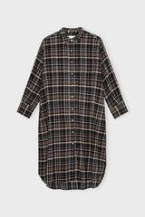 Floretshirtdresscheck Brownblack