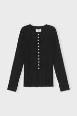 Stillribcardigan Black