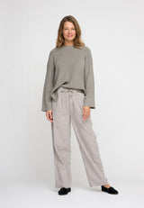 Moon Pants Stripe Dark Taupe Dearly Knit Sea Gray 0316 LOW