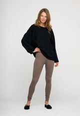 Smooth Leggings Dark Taupe Earth Sweat Black 0672 LOW