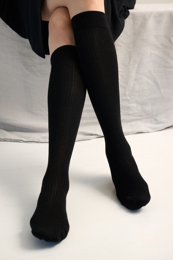 Knee Rib Sock Black 1246 LOW
