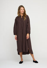 Lauren Shirtdress Stripe Brown Black 0196 LOW