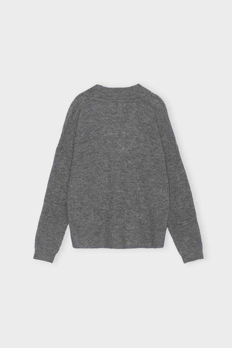 Vibrant Rib V Neck Dark Grey B